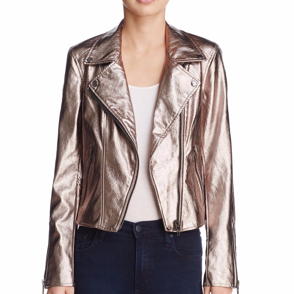 Metallic Faux Leather Moto Jacket